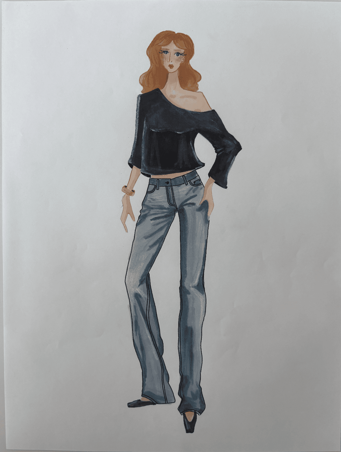 FW 25 Black & Blue Denim — Marker Fashion Figure